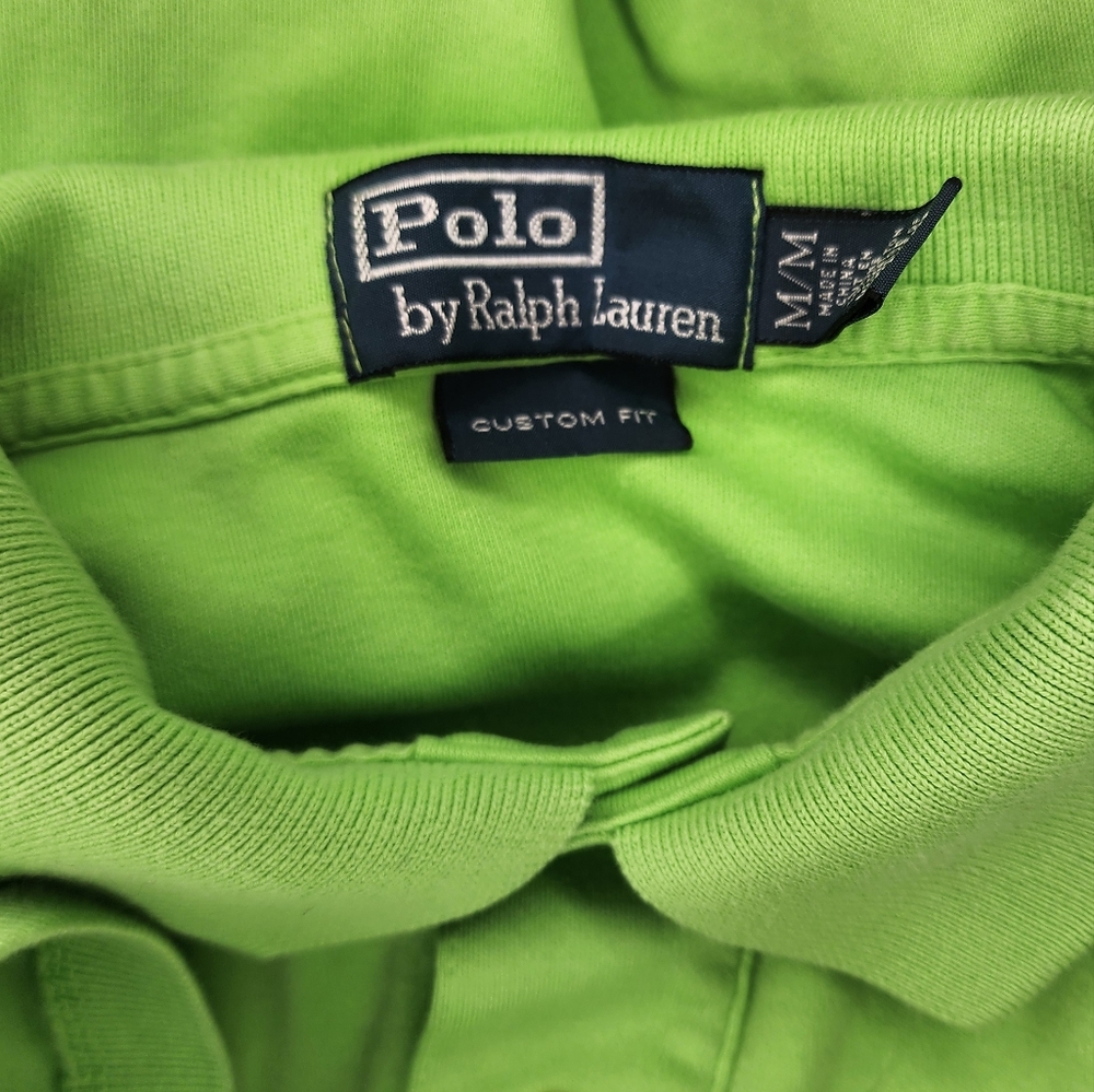 Mens Ralph Lauren Polo Size Medium  Green with Pink Pony .EUC - Picture 3 of 3